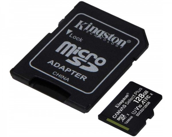 Kingston Micro SDHC 128GB Canvas Select Plus C10 + SD Adapter, SDCS...
