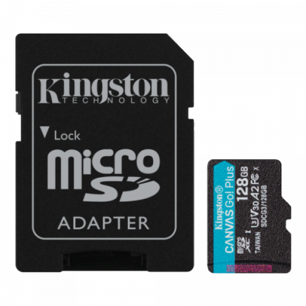 Kingston Micro SDHC 128GB Canvas Go Plus + SD Adapter, A2, U30,V30,...