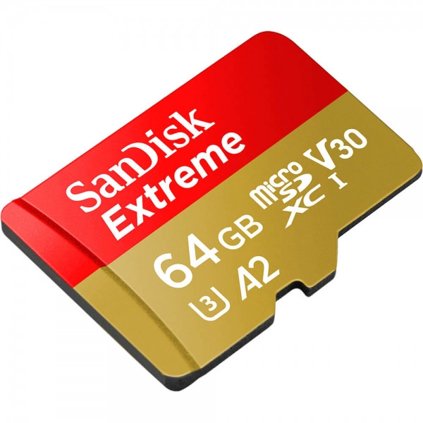 SanDisk Extreme microSDXC 64GB + SD adapter, SDSQXAH-064G-GN6AA