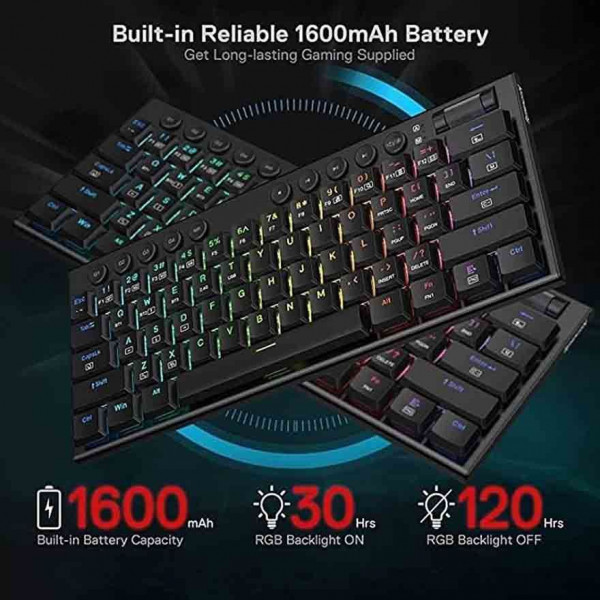 Tastatura Horus Mini, wired&2.4G&BT keyboard, red